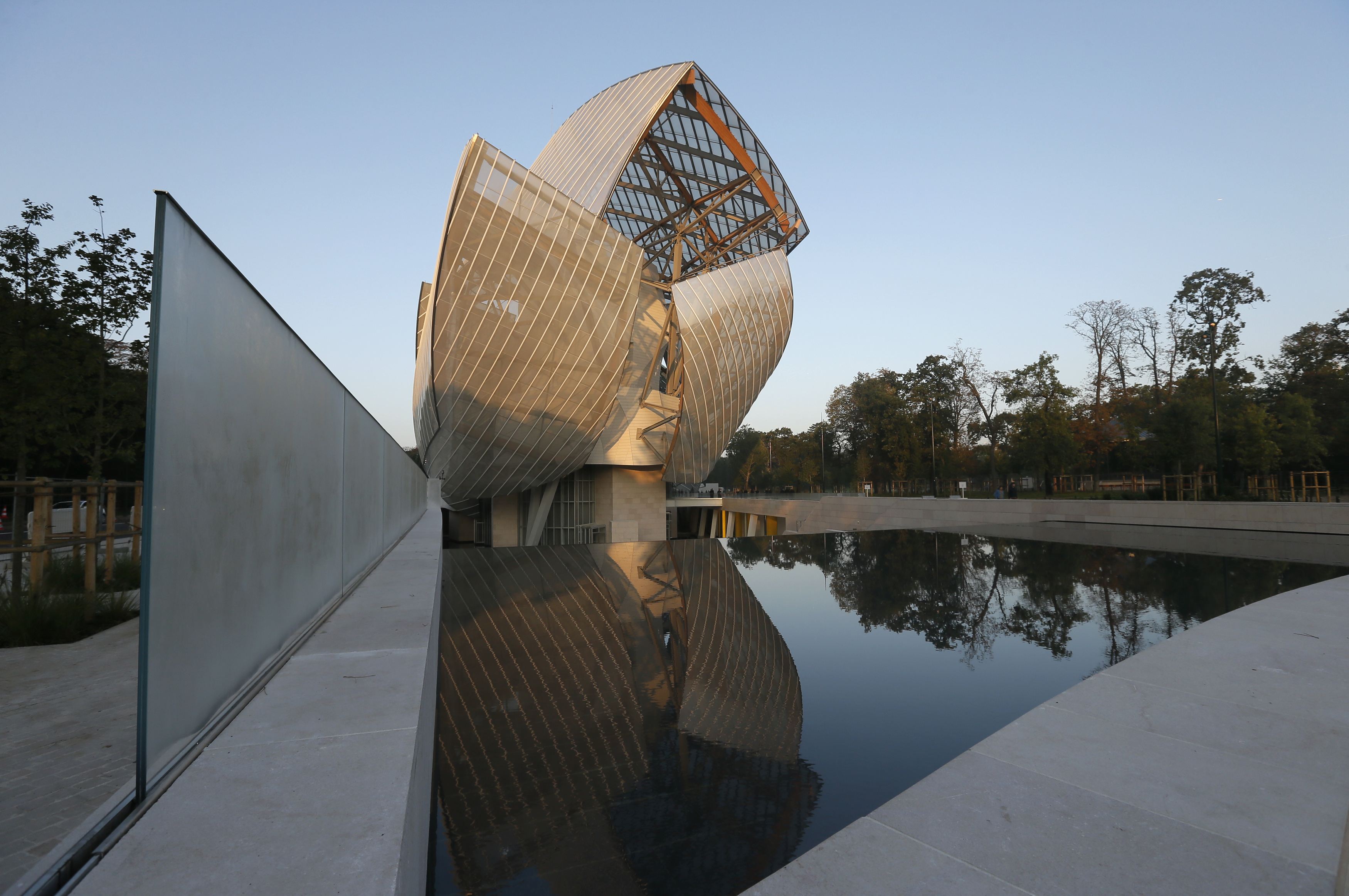 A general view shows the Fondation Louis Vuitton designed by architect Frank Gehry in the Bois de Boulogne